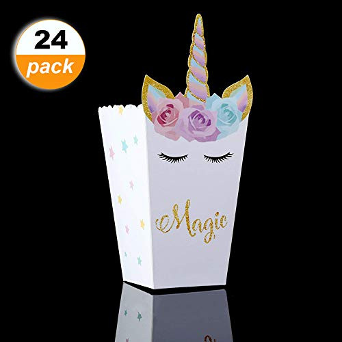 Snack Popcorn Boxes Rainbow Unicorn Pattern Treat Box Popcorn Container Treat Boxes Baby Shower Birthday Party Supplies 24Pcs
