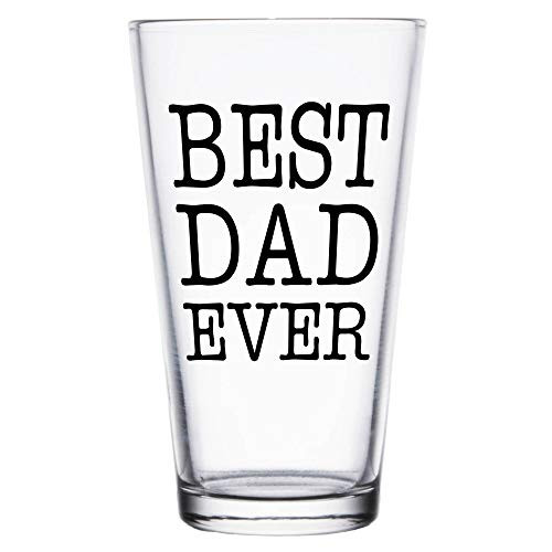 Shop4Ever Best Dad Ever Printed Beer Pint Glass?Black Print