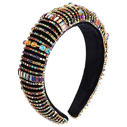 Velvet Padded Rhinestone Crystal Headband Wide Bejewelled Hairbands Hair Hoop Party Wedding Headwear Hair Accessories For Woman Girlsrainbow Velvet Padded Rhinestone Crystal Headband Wide Bejewelled Hairbands Hair Hoop Party Wedding Headwear Hair Accessories For Woman Girlsrainbow