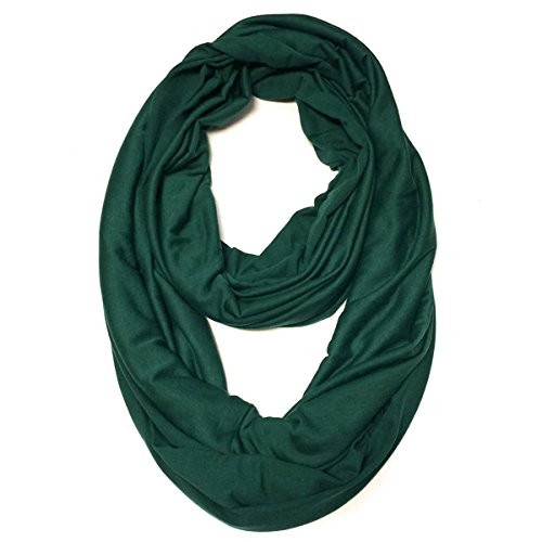 AllyDrew Soft Lightweight Jersey Knit Infinity Scarf Dark Green