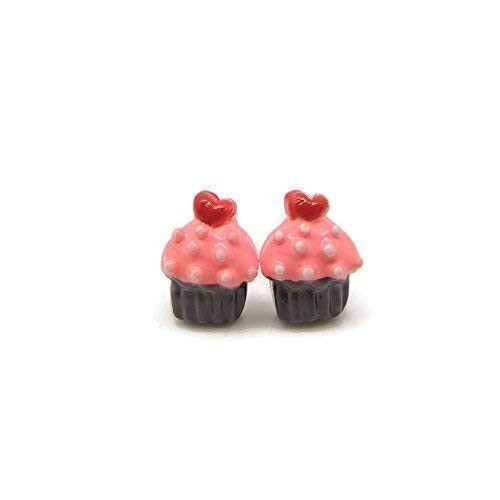 Cupcake Earrings Plastic Post Studs for Metal Sensitive Ears