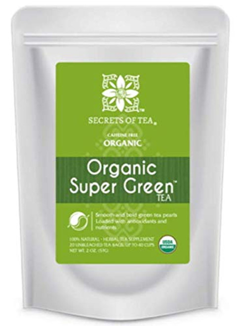 Secrets Of Tea USDA Organic Super Green Tea for Weight Loss Belly Fat Burner Skin and Hair Natural Caffeine-Free Herbal Tea 20 Sachets 40 Servings Secrets Of Tea USDA Organic Super Green Tea for Weight Loss Belly Fat Burner Skin and Hair Natural Caffeine-Free Herbal Tea 20 Sachets 40 Servings