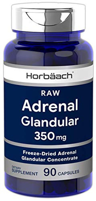 Raw Adrenal Glandular 350 mg 90 Capsules Non-GMO Gluten Free Supplement by Horbaach Raw Adrenal Glandular 350 mg 90 Capsules Non-GMO Gluten Free Supplement by Horbaach