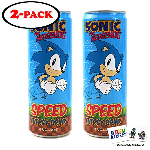 Sonic Speed Energy Drink 12 FL OZ 355mL Can 2 Pack With 2 GosuToys Stickers