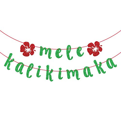 Mele Kalikimaka Hawaiian Chritsmas Banner for Hawaiian Christmas Decorations