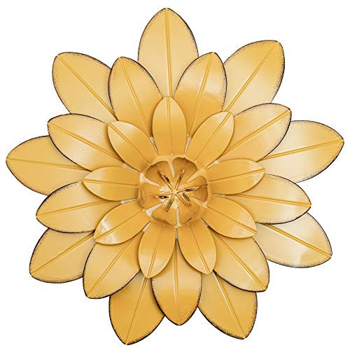 HOGARDECK Metal Flower Wall Decor - 13 Outdoor Wall Art Backyard Decorations Hanging for Kitchen Living Room Bathroom yellow-02