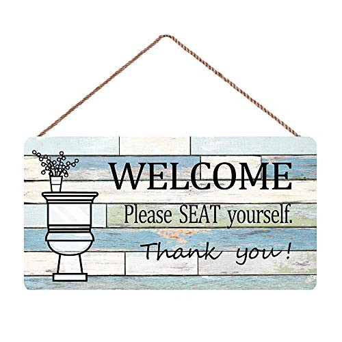 MAIYUAN Bathroom Signs-Funny Illustrations Bathroom Signs- Signs Please Sit Yourself Welcome Sign Hanging Decoration 5 x 10 inches YCY0007