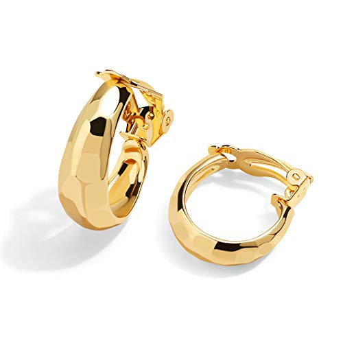 14K Gold Hoop Clip Earrings for Women Unique Design Chunky Earrings No Piercing Fake Earrings for Teen Girls Gift Hypoallergenic Clip on 14K Gold Hoop Clip Earrings for Women Unique Design Chunky Earrings No Piercing Fake Earrings for Teen Girls Gift Hypoallergenic Clip on