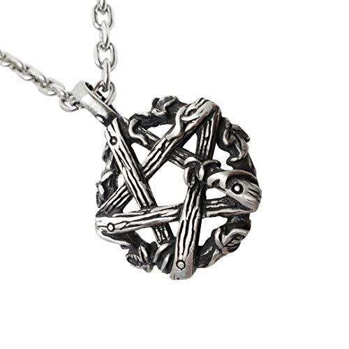 Pentagram Necklace Gothic Wiccan Pagan style Pewter Stainless Steel chain Pentagram Necklace Gothic Wiccan Pagan style Pewter Stainless Steel chain