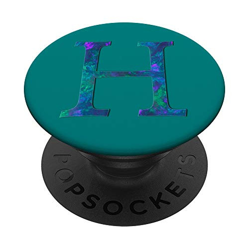 Teal Blue Purple Initial Letter H On Dark Teal PopSockets PopGrip Swappable Grip for Phones   Tablets Teal Blue Purple Initial Letter H On Dark Teal PopSockets PopGrip Swappable Grip for Phones   Tablets