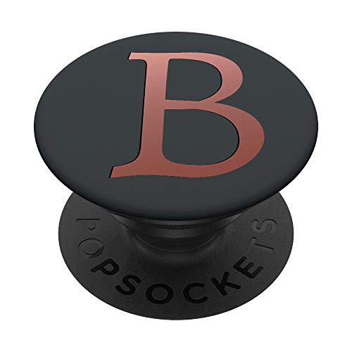 Rose Pink Letter B Monogram On Dark Gray PopSockets PopGrip Swappable Grip for Phones   Tablets