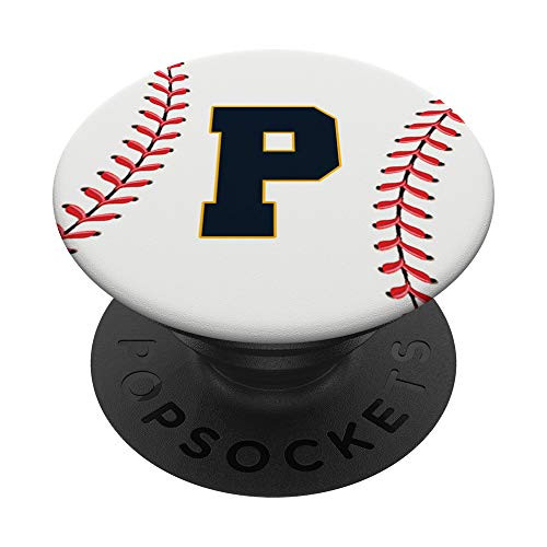 Baseball Letter P Initial Monogram Gift For Baseball Players PopSockets Grip and Stand for Phones and Tablets