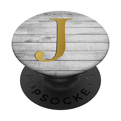 Golden Letter J On Vintage Gray Look PopSockets PopGrip Swappable Grip for Phones Tablets Golden Letter J On Vintage Gray Look PopSockets PopGrip Swappable Grip for Phones Tablets