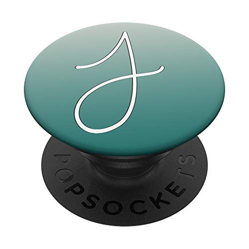 Silver White Letter J Initial Phone grip Teal Light Gray PopSockets PopGrip Swappable Grip for Phones   Tablets