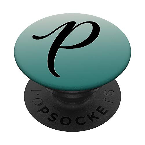 Black Pattern Initial Letter P On Teal Light Gray PopSockets PopGrip Swappable Grip for Phones   Tablets