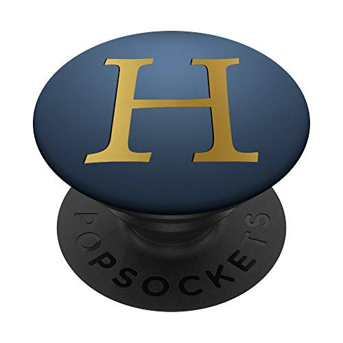 Golden Letter H On Navy Blue PopSockets PopGrip Swappable Grip for Phones   Tablets