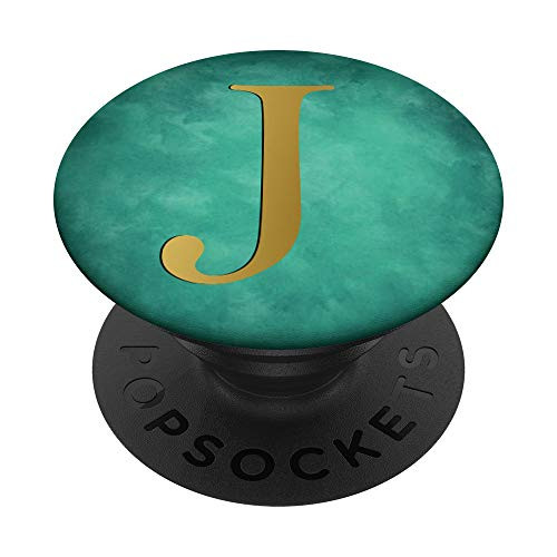 Golden Letter J On Vintage Green PopSockets PopGrip Swappable Grip for Phones   Tablets