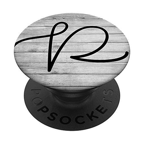 Black Pattern Initial Letter P On Vintage Gray Look PopSockets PopGrip Swappable Grip for Phones   Tablets