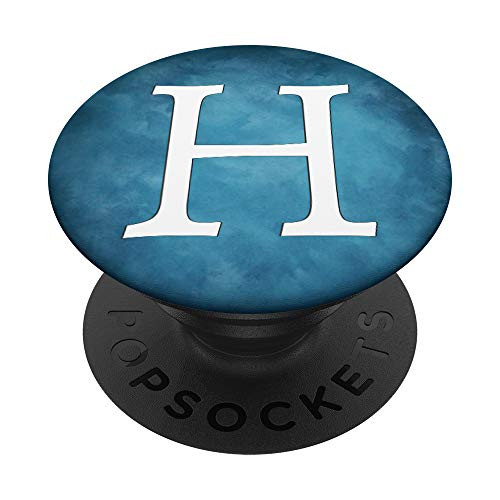 Silver White Letter H Initial Phone grip Vintage Blue PopSockets PopGrip Swappable Grip for Phones   Tablets