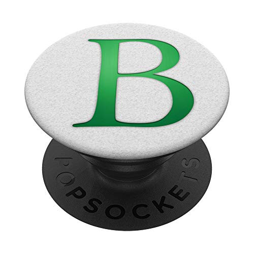Green Letter B Monogram On White PopSockets Grip and Stand for Phones and Tablets