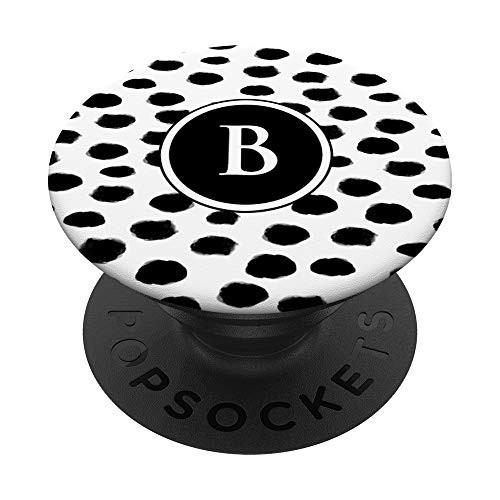 Personalised black and white Dalmatian print with initial B PopSockets Grip and Stand for Phones and Tablets