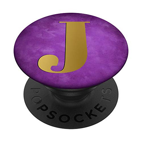 Golden Letter J On Vintage Purple PopSockets PopGrip Swappable Grip for Phones   Tablets