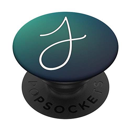 Silver White Letter J Initial Phone grip Teal Navy Blue PopSockets PopGrip Swappable Grip for Phones   Tablets