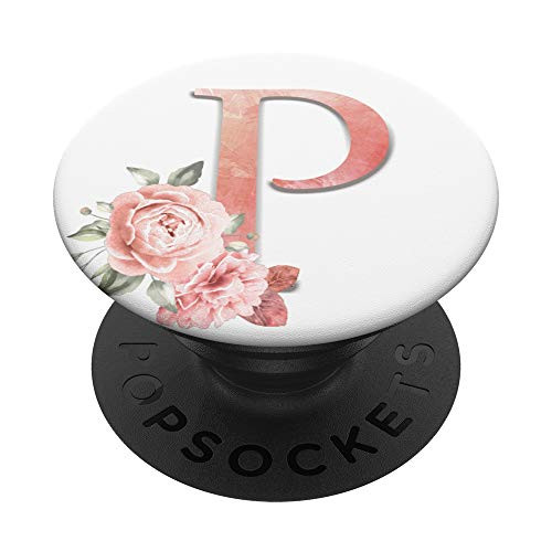 Personalized Monogram Initial Letter P Floral Gift PopSockets Grip and Stand for Phones and Tablets