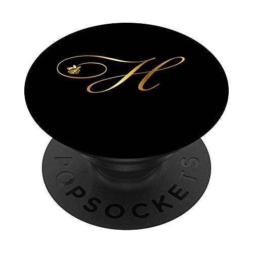 Letter H Monogram with Initial Rose Personalized Gift PopSockets PopGrip Swappable Grip for Phones   Tablets