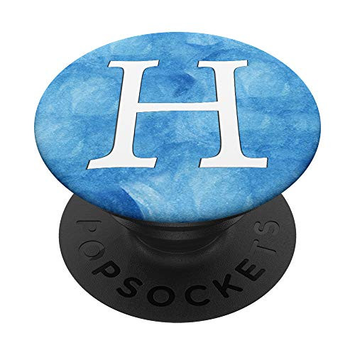 Silver White Letter H Initial Phone grip Blue Ocean PopSockets PopGrip Swappable Grip for Phones   Tablets