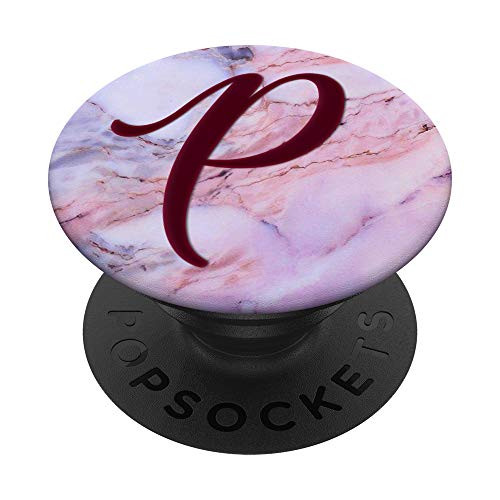 Red Wine Pattern Initial Letter P On Pink Grey Blue PopSockets PopGrip Swappable Grip for Phones   Tablets