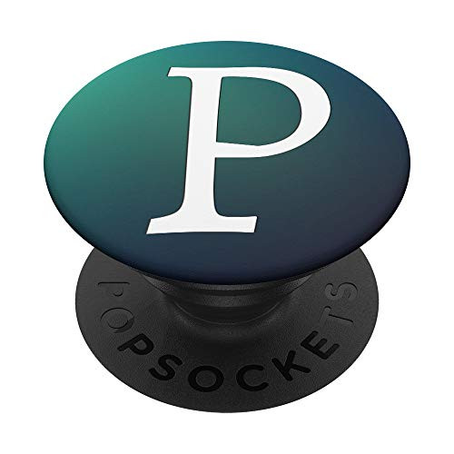 Silver White Initial Letter p Phone grip Teal Navy Blue PopSockets PopGrip Swappable Grip for Phones   Tablets