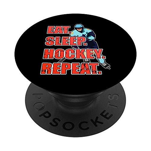 Ice Hockey Eat Sleep Hockey Repeat Funny Sports Game Gift PopSockets PopGrip Swappable Grip for Phones   Tablets