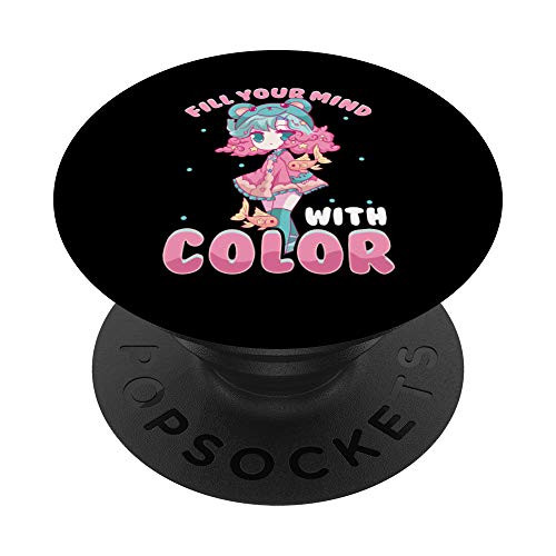 Pastel Goth Girl Color Mind Aesthetic PopSockets Grip and Stand for Phones and Tablets