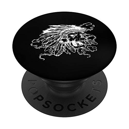 Indian Headdress Skull Native American Tribe PopSockets Grip and Stand for Phones and Tablets