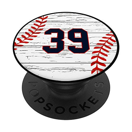 Baseball Number 39 Ball Vintage for Baseball Players Gift PopSockets Grip and Stand for Phones and Tablets