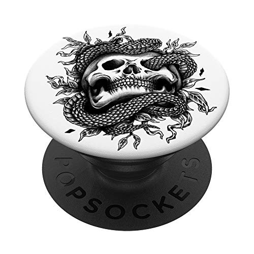 Skull Head And Snakes White PopSockets Grip and Stand for Phones and Tablets