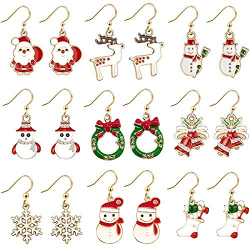Yfstyle 4-9 Pairs Christmas Drop Dangle Earrings Set Santa Christmas Tree Snowflake Snowman Christmas Bell Elk Hoop Earrings Pack for Women Girls Thanksgiving Christmas Stud Earrings Set Gifts-9 Yfstyle 4-9 Pairs Christmas Drop Dangle Earrings Set Santa Christmas Tree Snowflake Snowman Christmas Bell Elk Hoop Earrings Pack for Women Girls Thanksgiving Christmas Stud Earrings Set Gifts-9