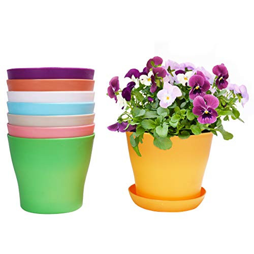 Altopower Plastic Plant Flower Seedlings Nursery PotPots Planter Colorful Flower Plant Container Seed Starting Pots with Pallet 5_5 8 Colors