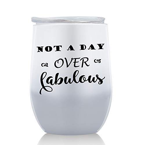 Not a Day Over Fabulous Wine Tumbler Funny Birthday Wine Gifts Ideas for Women Best Friends Her Wife Mom Daughter Sister Aunt Coworker Leaving Gifts- 12oz Stemless Steel Wine Tumbler with Lid Not a Day Over Fabulous Wine Tumbler Funny Birthday Wine Gifts Ideas for Women Best Friends Her Wife Mom Daughter Sister Aunt Coworker Leaving Gifts- 12oz Stemless Steel Wine Tumbler with Lid