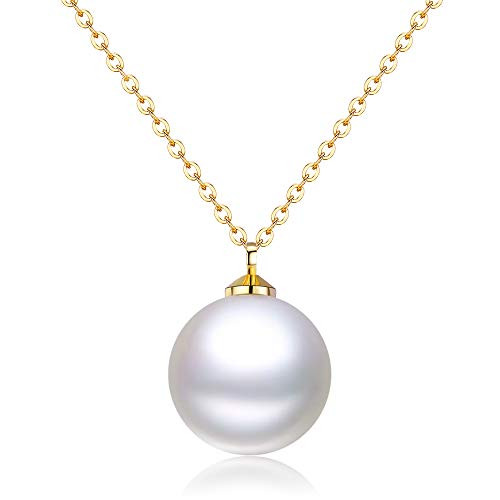 Shell Pearl Necklace Single Round Shell Pearl Pendant Necklace 18k Yellow Gold Plated Fashion Jewelry Gift for Women Chain Length Adjustable Shell Pearl Necklace Single Round Shell Pearl Pendant Necklace 18k Yellow Gold Plated Fashion Jewelry Gift for Women Chain Length Adjustable