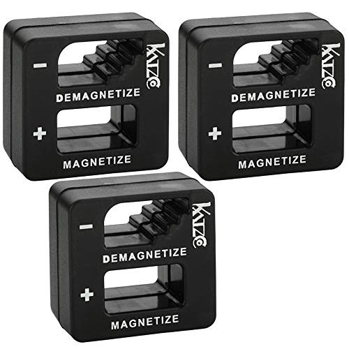 Katzco Black Precision Demagnetizers and Magnetizers - 3 Pack - for Screwdrivers Small Tools Small and Big Screws Drills Drill Bits Sockets Nuts Bolts Nails and Construction Tools