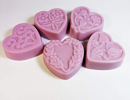 5 pc Guest Sized Set - Fancy Gift Box - Fresh Cut Rose Scented Goat Milk   Shea Soap Heart Shapes