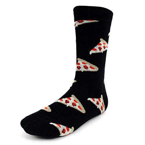 Novelty Dress Socks for Men - Pizza Slice Black - Premium Cotton Novelty Dress Socks for Men - Pizza Slice Black - Premium Cotton