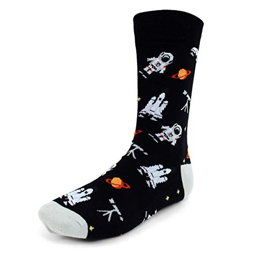 Novelty Dress Socks for Men - Astronaut Black - Premium Cotton Novelty Dress Socks for Men - Astronaut Black - Premium Cotton
