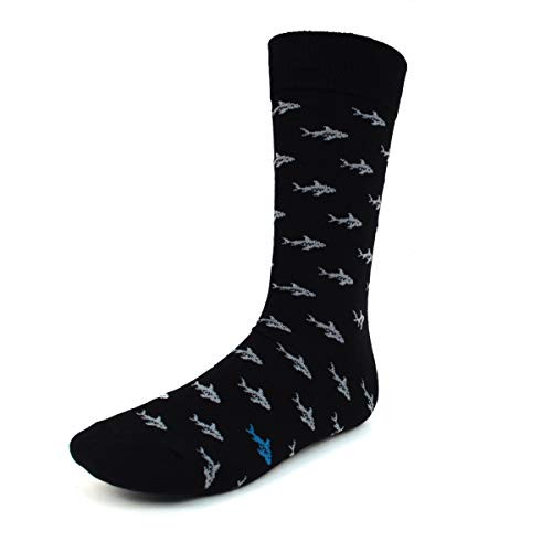Novelty Dress Socks for Men - Sharks Black - Premium Cotton Novelty Dress Socks for Men - Sharks Black - Premium Cotton