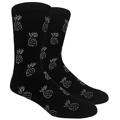 Novelty Dress Socks for Men - Black Pineapple Socks - Premium Cotton Novelty Dress Socks for Men - Black Pineapple Socks - Premium Cotton