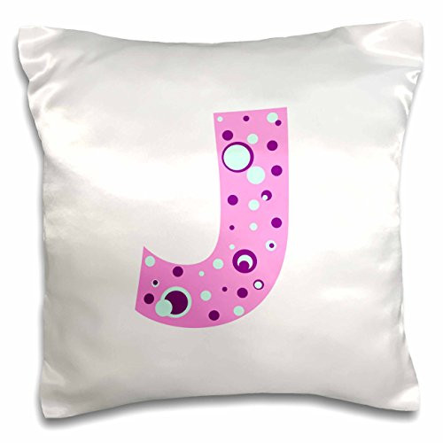 3D Rose Girls Pink Letter J Pillow Case, 16" x 16"