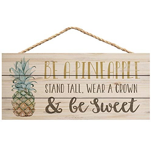 P_ Graham Dunn Pineapple Wear Crown Be Sweet Natural 10 x 4_5 Wood Wall Hanging Plaque Sign