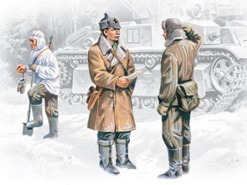 ICM 135 Scale Red Army Infantry 1939-1942 3 Figures - Officer 2 Soldiers - Plastic Model Building Kit  35051